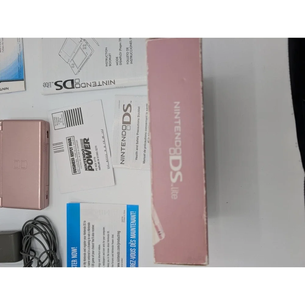 Nintendo DS Lite Coral Pink Console Complete In Box CIB Charger Manual Tested